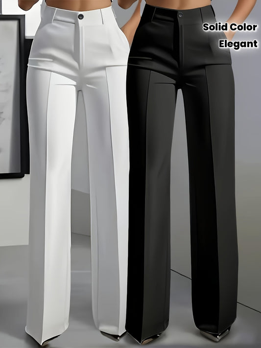 Lot de 2 Pantalons Femme Élégants Droits avec Poches Obliques