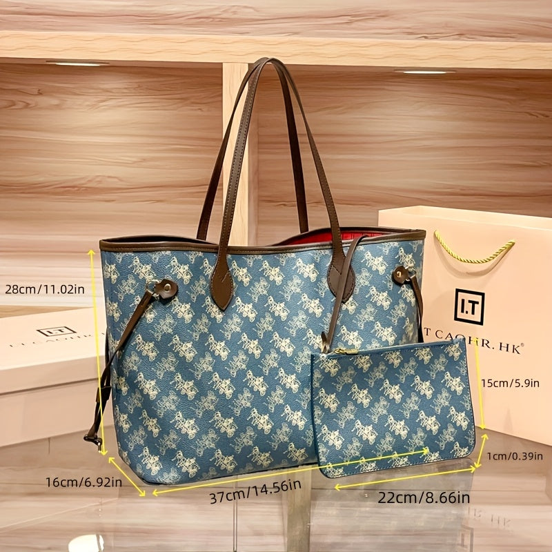 Sac cabas élégant à motif floral avec intérieur rouge, grande capacité, finitions dorées et bandoulière détachable – idéal pour les voyages et les trajets quotidiens.