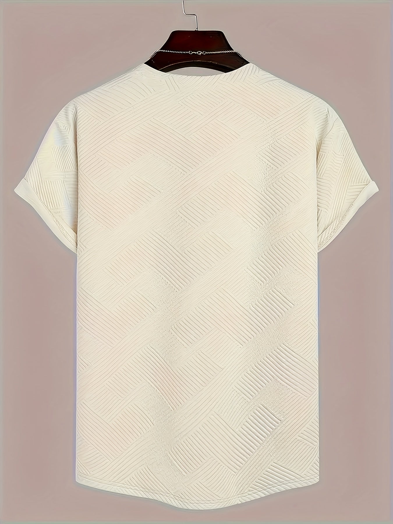 Men'S Casual Short-Sleeve T-Shirt with Decorative Patterns, Made from 100% Knit Fabric, Featuring Slight Stretch, Suitable for Formal Occasions.