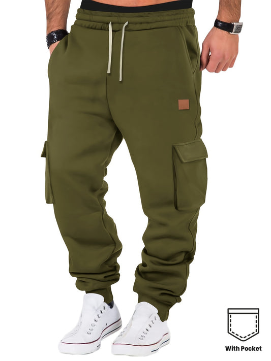 Pantalon de travail décontracté pour homme – couleur unie, coupe régulière, multi-poches, style street hip-hop pour l’automne/hiver