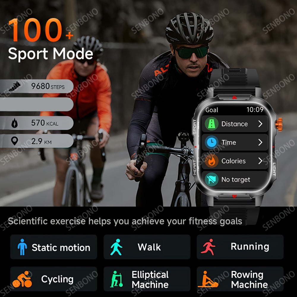 SENBONO Men'S & Women'S Smart Watch with 5.11cm HD Ultra-Large Display, 60Hz Refresh Rate, 1100mAh Battery, 130+ Day Standby Time, 200+ Watch Faces, Voice Assistant, 100+ Sport Modes, Fitness Tracker, USB Charging, Weather Fo