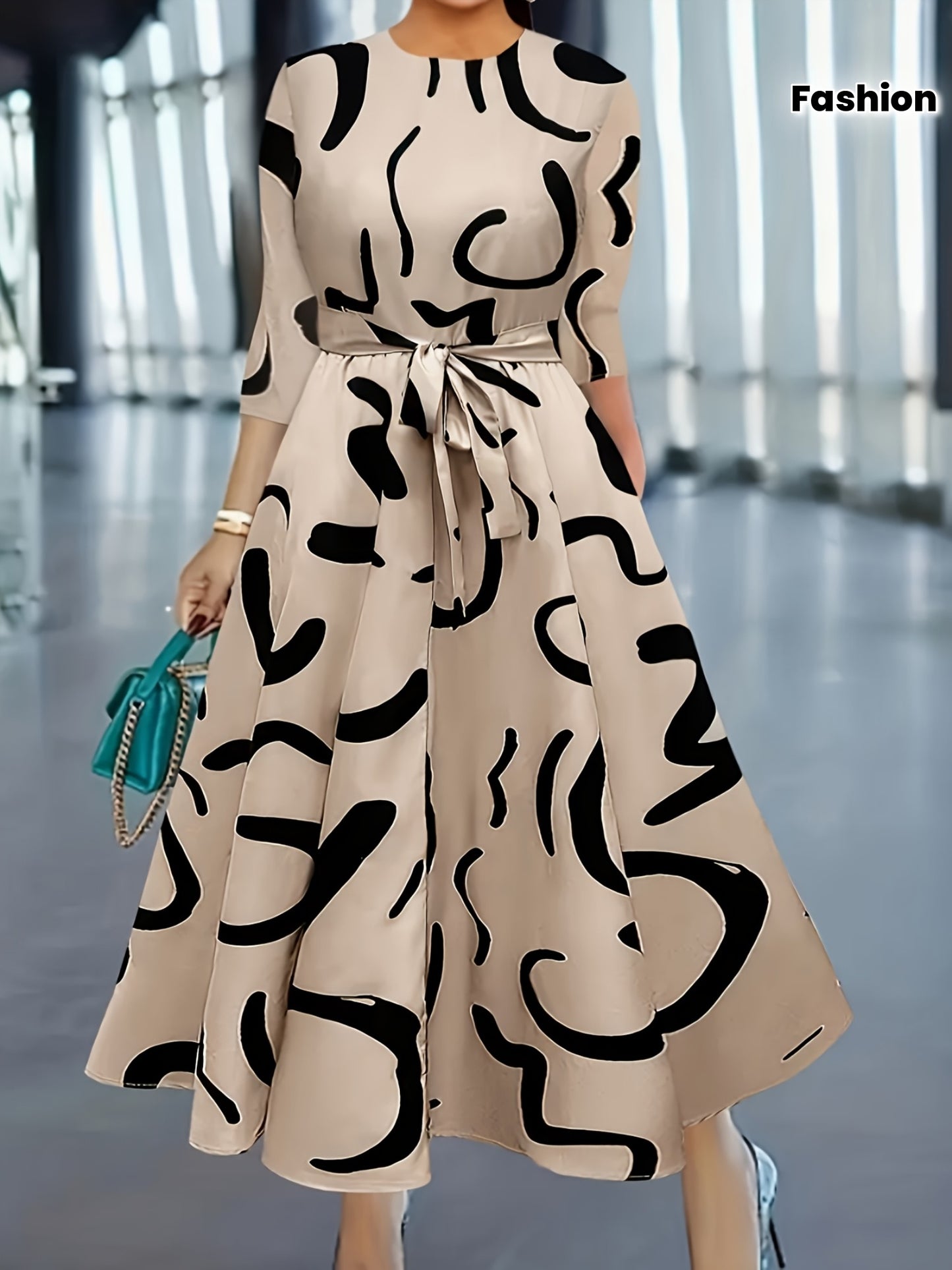 Oriented Fashion Print Temperament Lace Dress