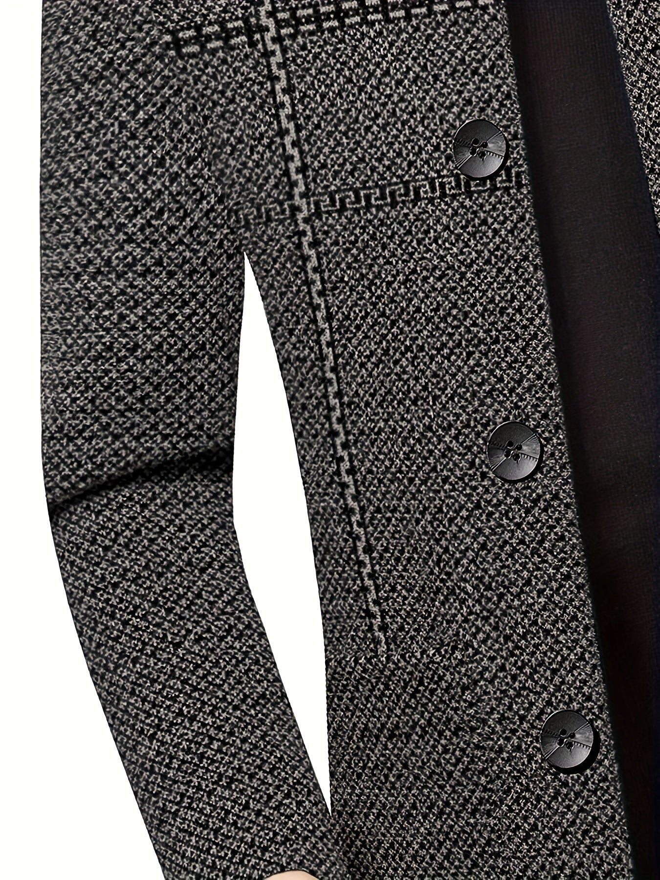 Men'S Stand Collar Business Casual Jacket | Non-Stretch Fabric, Alphabets Pattern, Long Sleeve, Single Breasted, Regular Fit for Spring/Fall