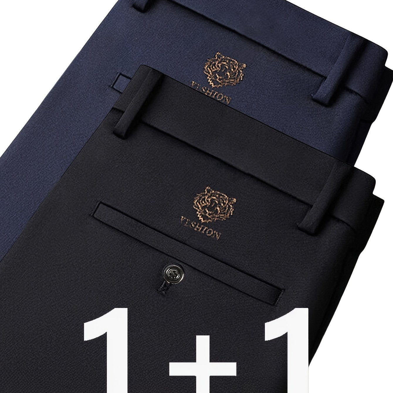 2pcs Pantalons Homme – Anti-Rides, Sans Repassage, Formels, Moyen Âge & Seniors