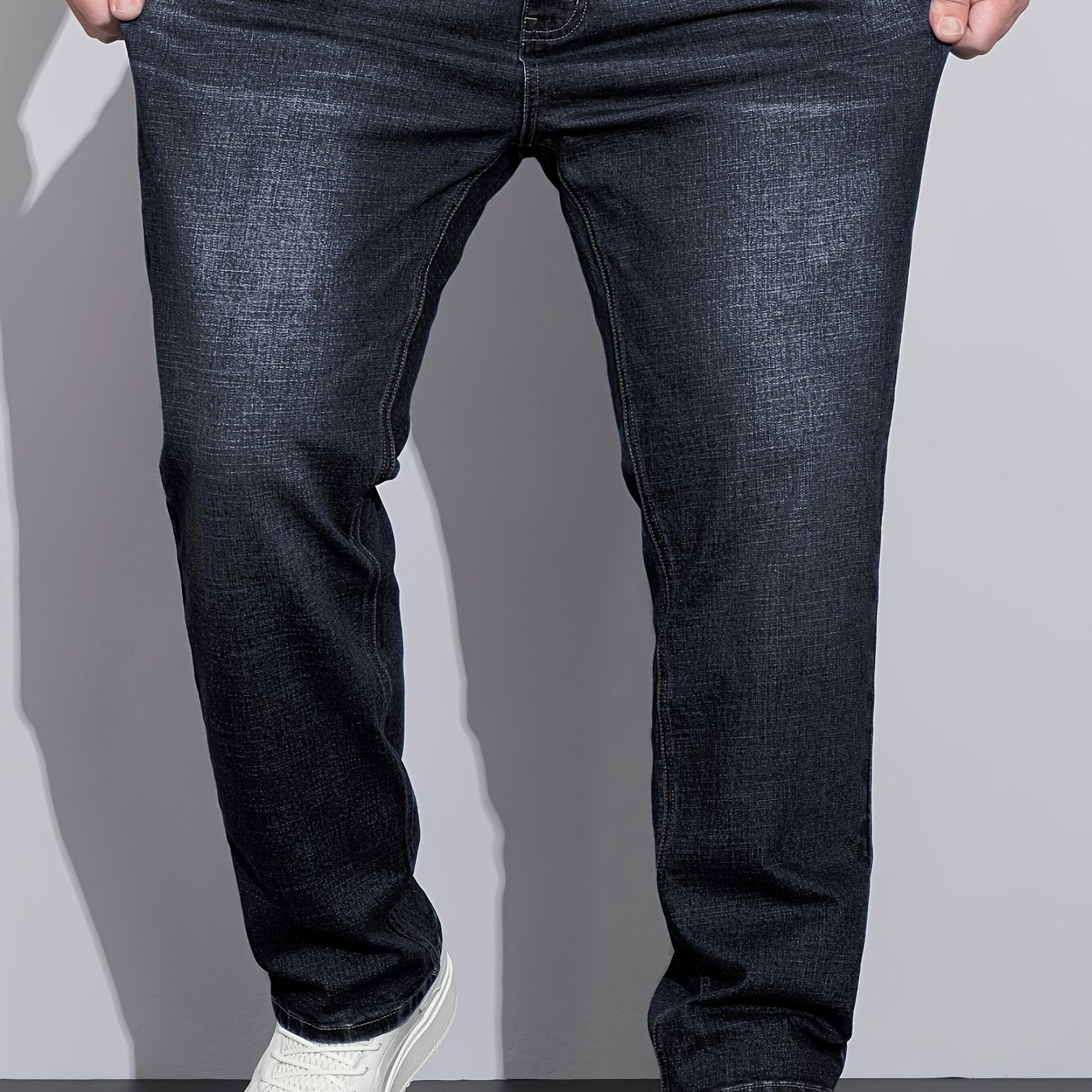 Jeans business pour homme – extensible et opaque, coupe classique, toutes saisons, formel et décontracté pour bureau et réunions, lavable en machine, style denim usé, confortable, grande taille