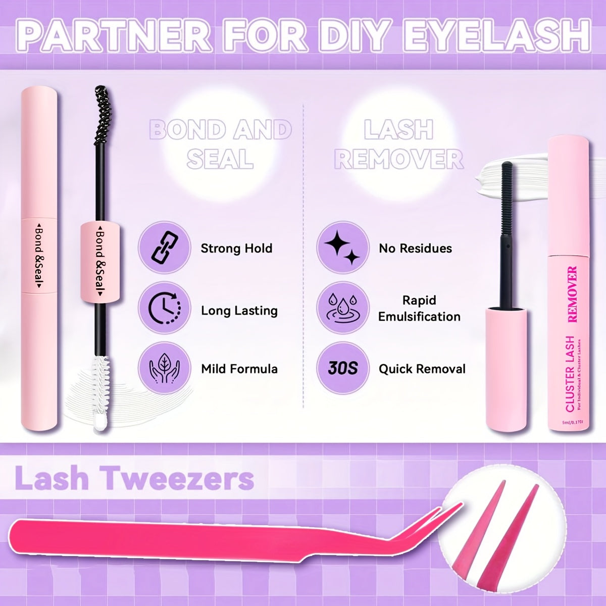 Kit d’Extensions de Cils Fluffy – 800 pcs, Auto-Application, Paquets Épais, Cils Individuels Wispy, D Curl (50D/60D/80D/100D), Réutilisables et Débutant-Friendly