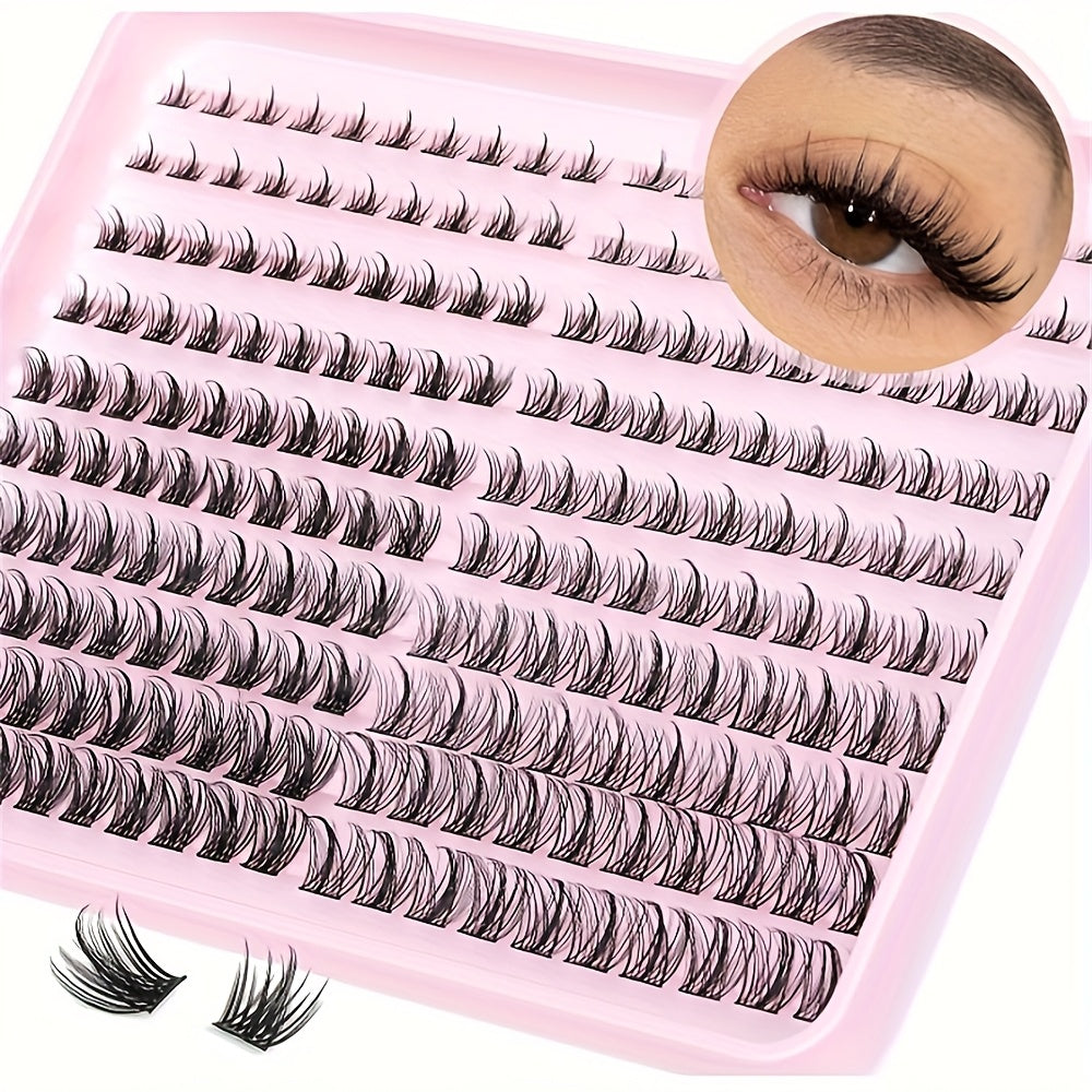 Kit de 240 Cils en Touffes Effet Naturel – Longueurs 8-16mm, Courbure D, Hypoallergénique, Extensions DIY pour un Regard Fluffy et Volumineux