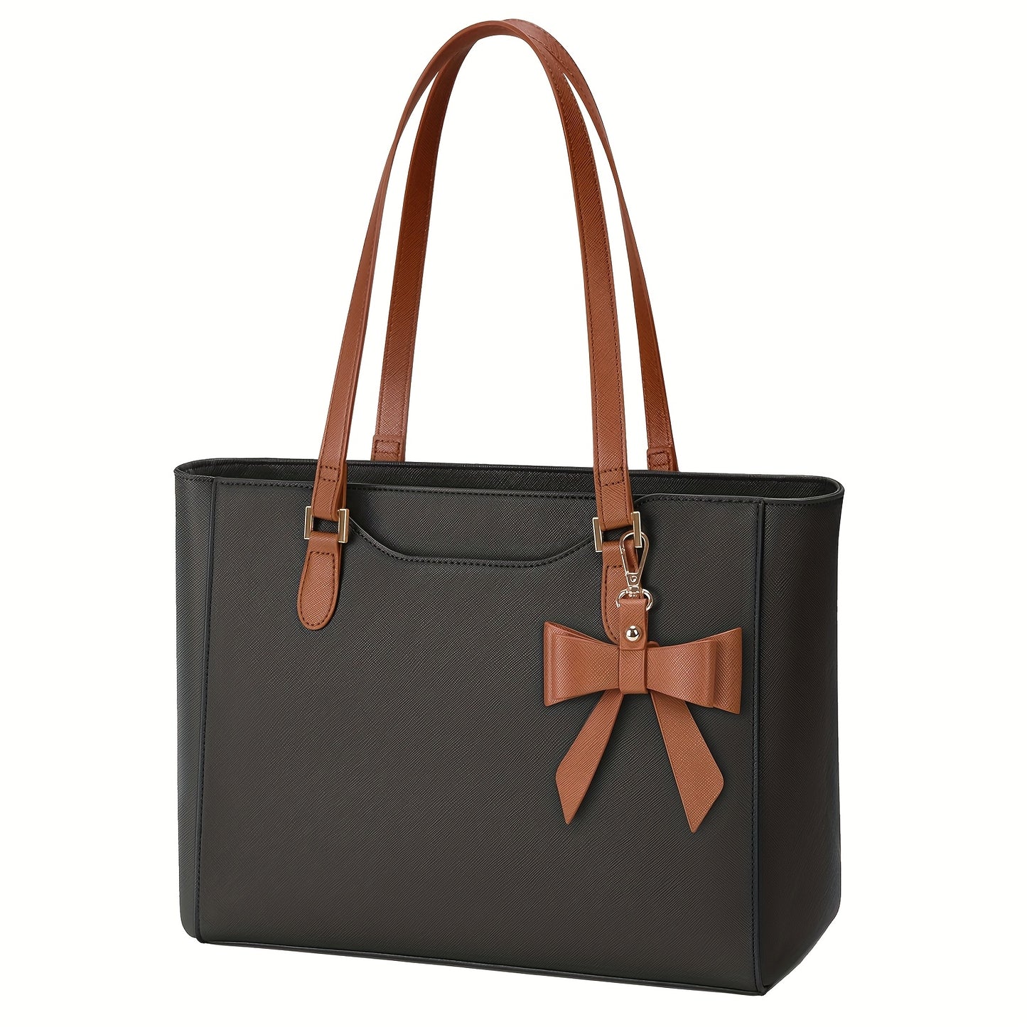 Sac ordinateur femme – grand cabas élégant à nœud, format A4, idéal pour le travail, les entretiens d’embauche et les trajets quotidiens