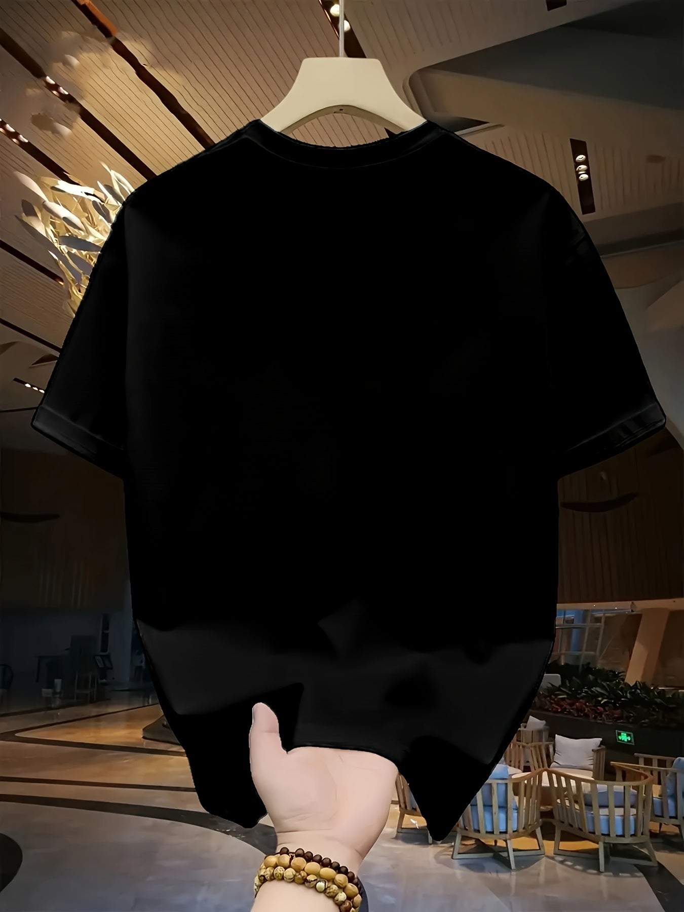 Men's Black T-Shirt - Soft Breathable Crew Neck Tee with Red/Beige/Orange Accent Stripe, Everyday Casual Shirt for Gym, Outings, Parties - All-Season Comfort Fit, Weekend Attire, Sporty Design, Comfortable Material, Short Sle