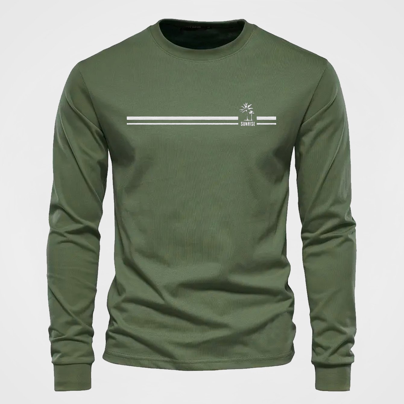 Men' Coconut Tree Cartoon Print T-Shirt - Casual Long Sleeve Winter Warmth, -Fit Solid Color with Palm Tree & Coconut, Machine Washable Round Neck Shirt for Autumn/Winter Layering ( Casual Wear)