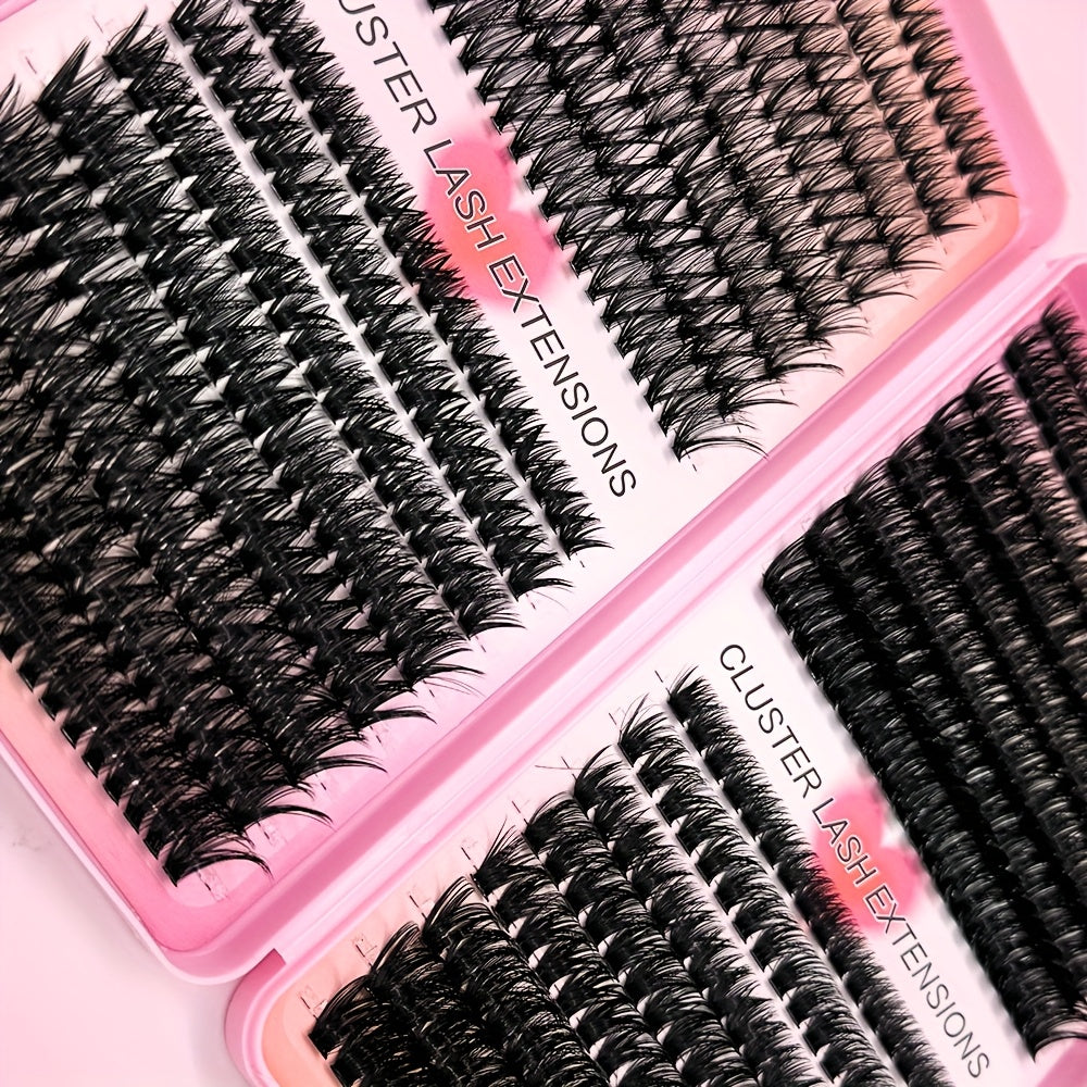 640 Clusters Faux Mink Individual Eyelashes Extension, DIY Individual Lashes Natural Look Wispy Eyelashes Extension Fluffy Reusable False Eyelashes DIY At Home Individual Lash Clusters for DIY Eyelash Extensions - Reusable, L