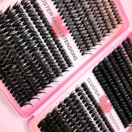 640 Clusters Faux Mink Individual Eyelashes Extension, DIY Individual Lashes Natural Look Wispy Eyelashes Extension Fluffy Reusable False Eyelashes DIY At Home Individual Lash Clusters for DIY Eyelash Extensions - Reusable, L