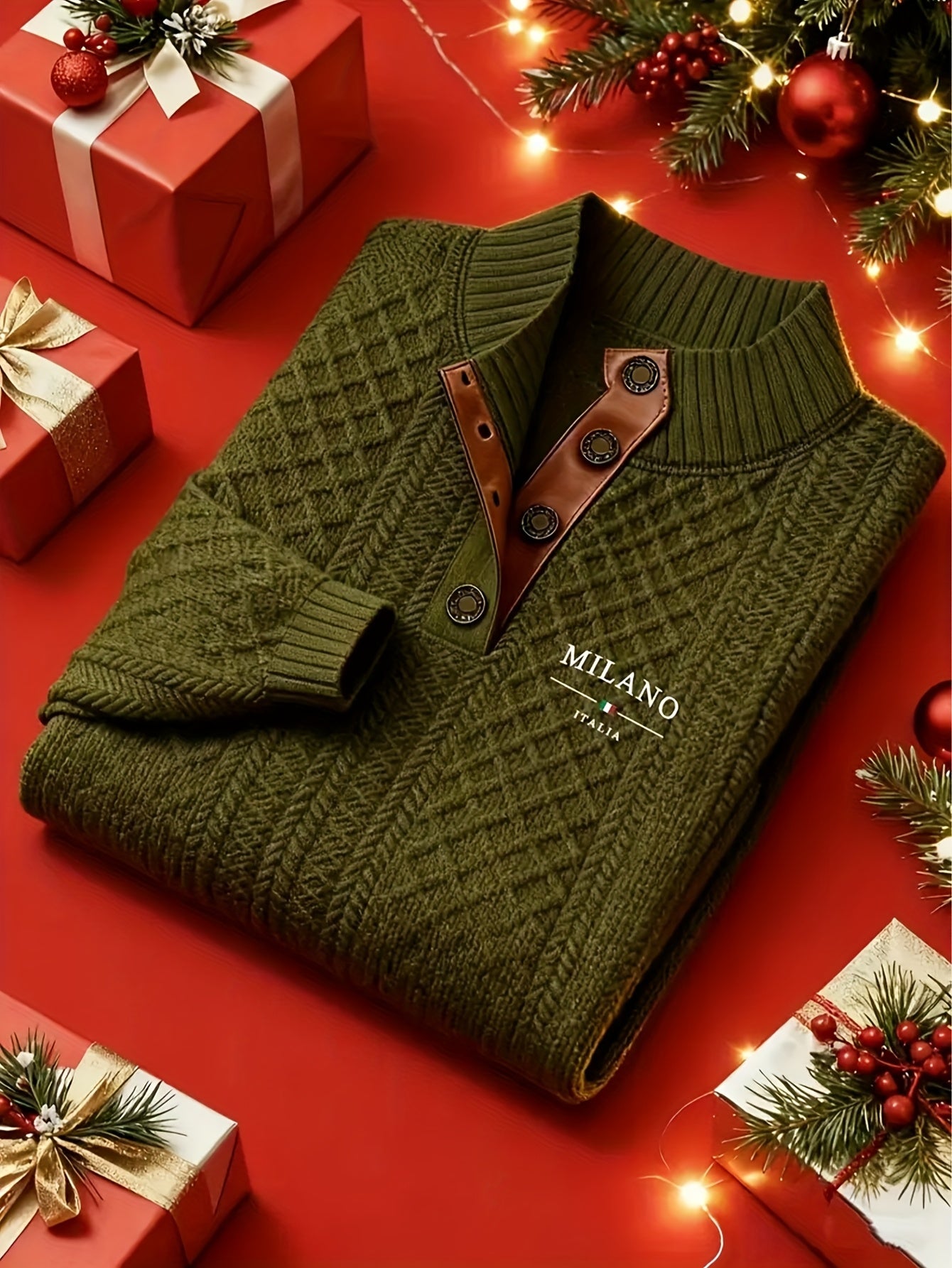 Men'S Jacquard Knit Sweater for Autumn And Winter, a Mature And Stylish Pullover with a Stand-Up Collar, Perfect for Halloween Outfits. This Top Features Jacquard Patterns with Contrasting Colors at The Neckline And Elbow Pat