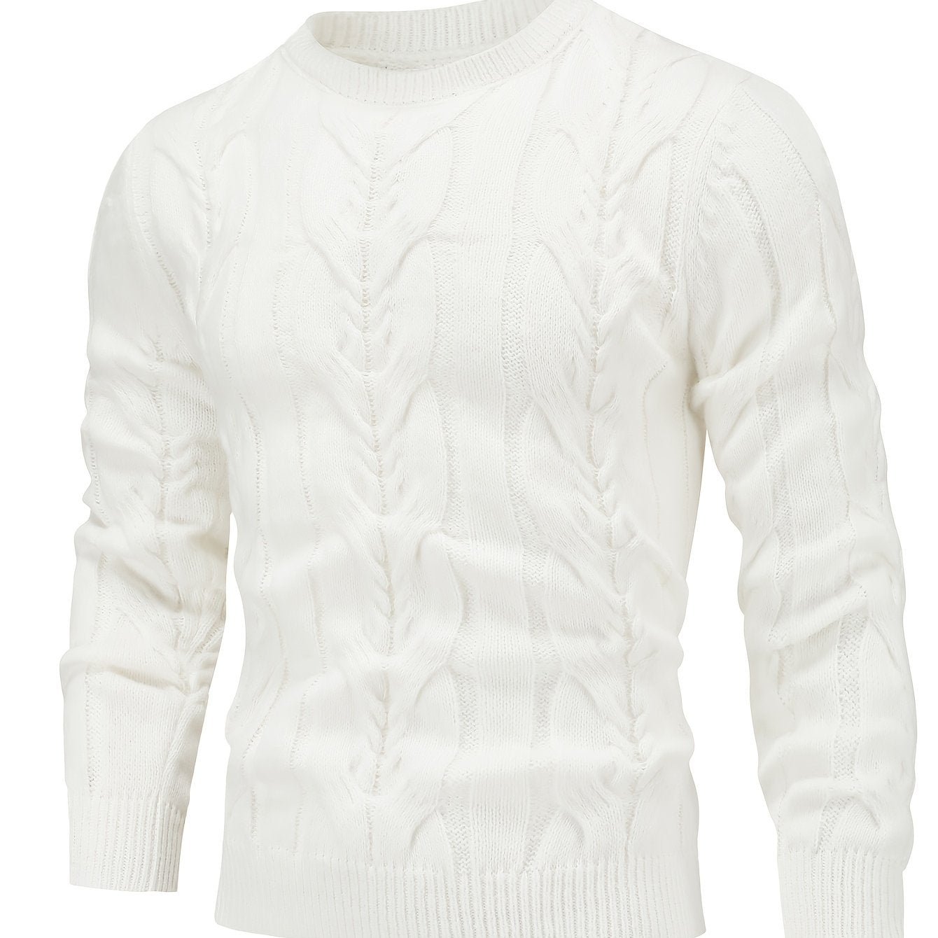 Men's Casual Striped Pullover Sweater - Soft Stretch Knit Crewneck Long Sleeve, Machine Washable H-Fit Ribbed Trim for Autumn Winter, Medium Elasticity Fabric