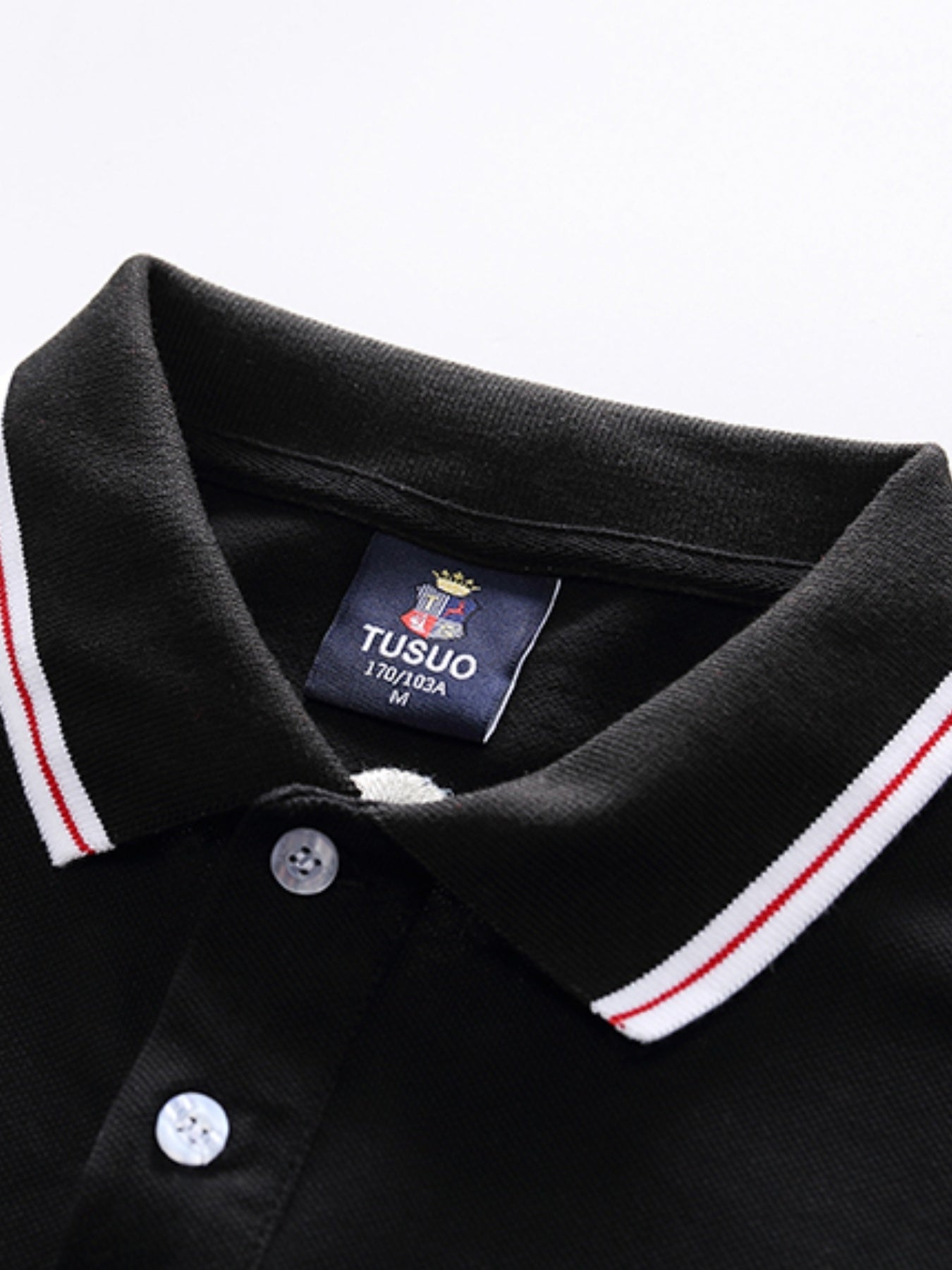 TS Men's Plus Size Slim-Fit Short Sleeve Shirt - 3D USA & New York Lettering Embellishment, Breathable Pure Cotton, Black with White Contrast Collar & Stripe, All-Season Casual & Semi-Formal Wear, Machine Washable Luxury Men'