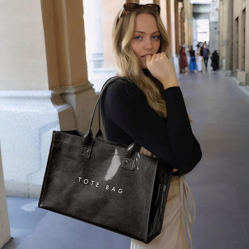 Sac Cabas Femme en PVC – Grande Capacité, Léger et Durable, Fermeture Magnétique, Idéal Travail, Shopping ou Voyage