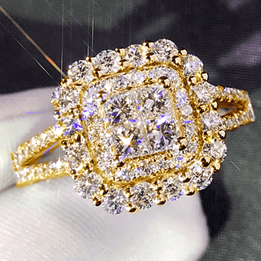 Delicate Square Shiny White Cubic Zirconia Women's Wedding Ring Jewelry Birthday Valentine's Day Gift Brilliant Engagement Ring Set Women's Full Cubic Zirconia Luxury Engagement Ring Girlfriend Love Gift Fashion Jewelry