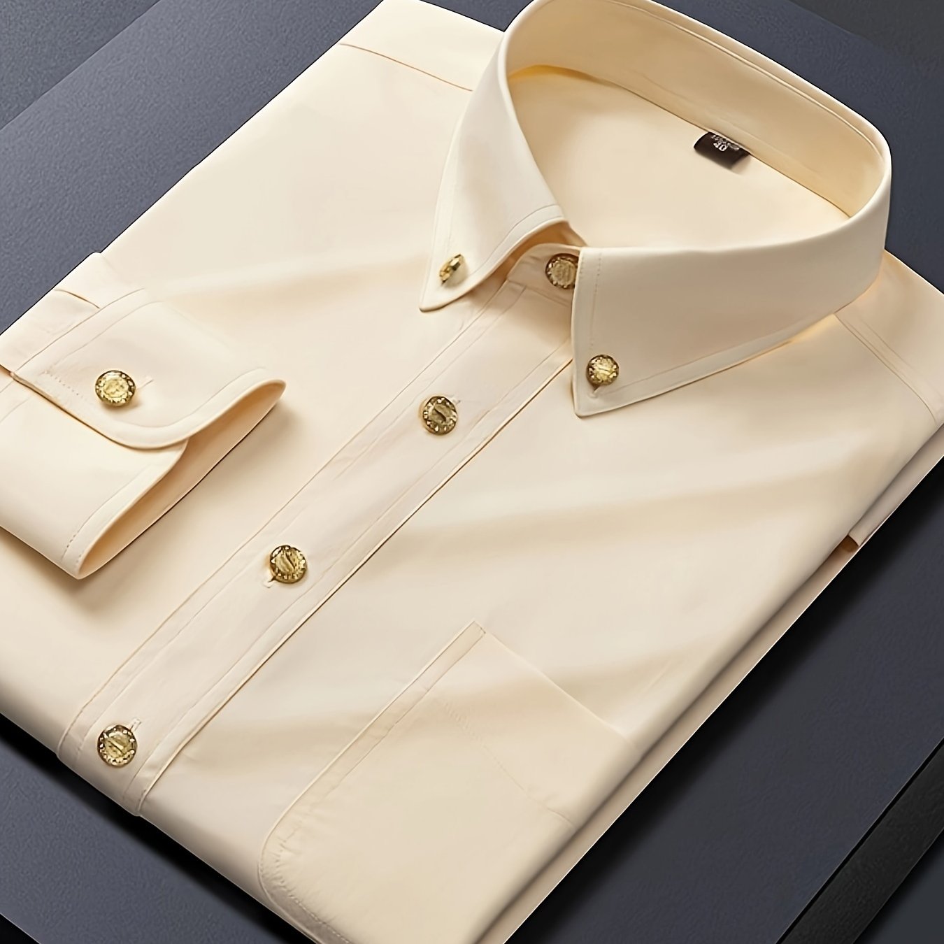 Men'S Solid Color Long-Sleeve Business Casual Shirt