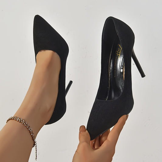 Escarpins  Élégants Femme – Couleur Unie, Bout Pointu, Dessus en Tissu, Doublure Polyuréthane, Semelle TPR, Talon Ultra-Haut, Idéal Bureau et Tenue Fashion, Saison Printemps