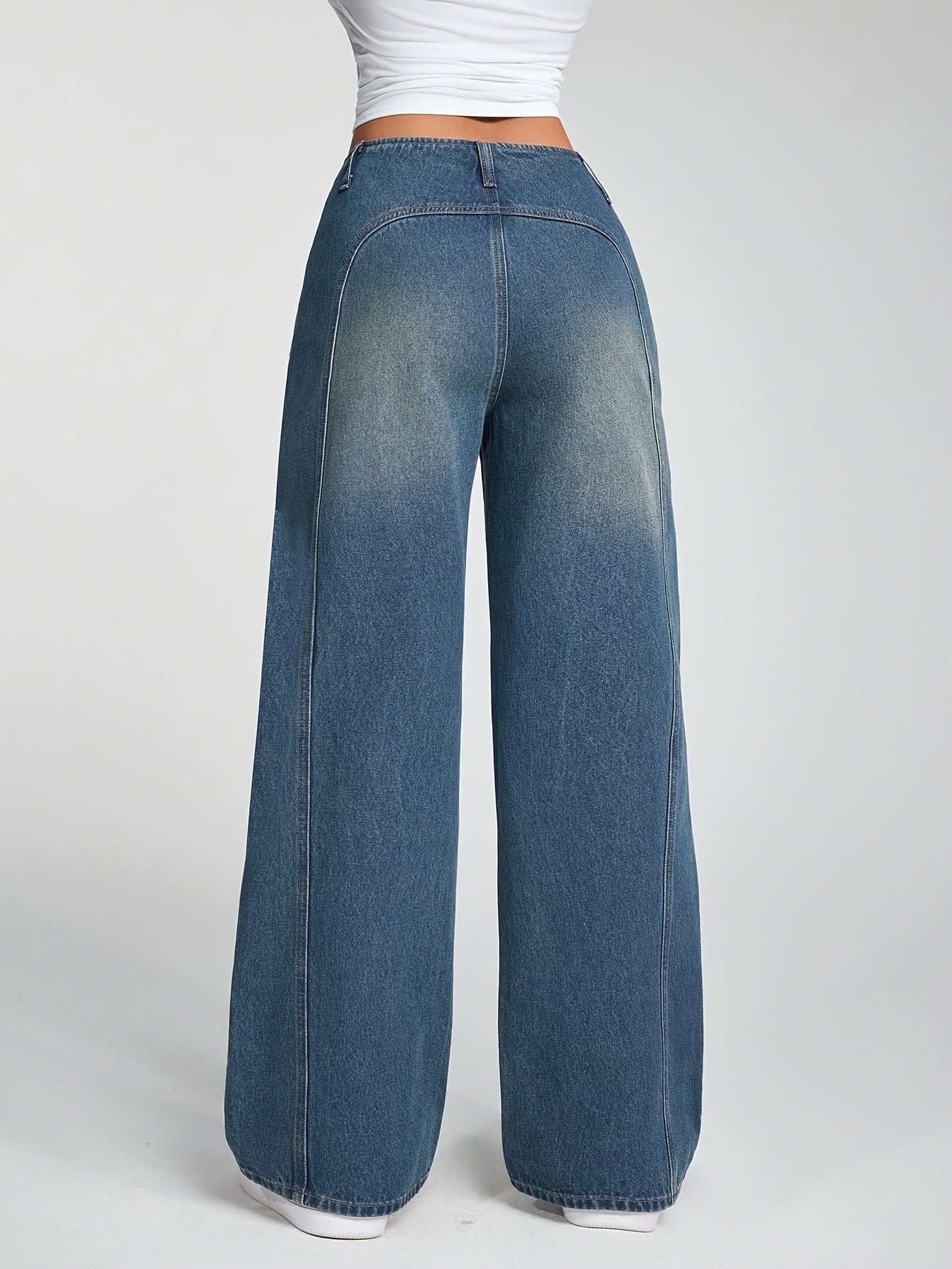 Jeans Femme Élégant Taille Haute Jambe Droite Bleu Clair Ceinture Croisée Sans Extensible Toute Saison Polyvalent Décontracté et Formel