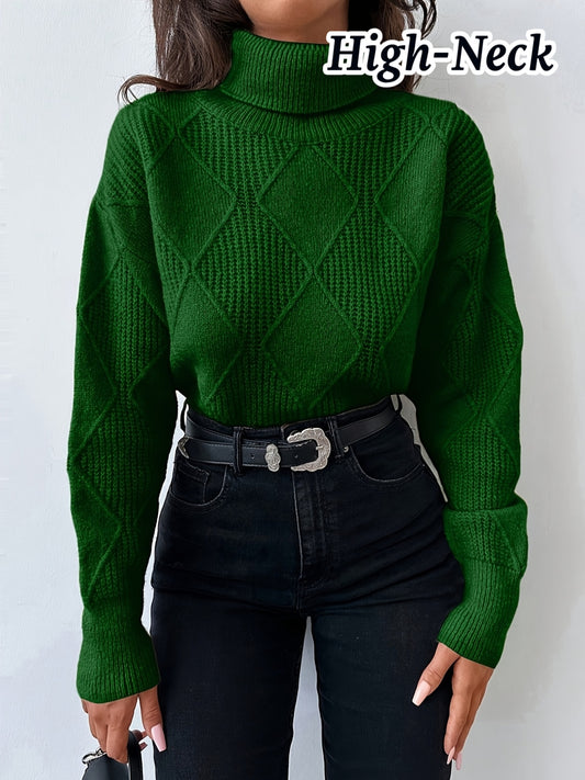 Pull casual col montant manches tombantes