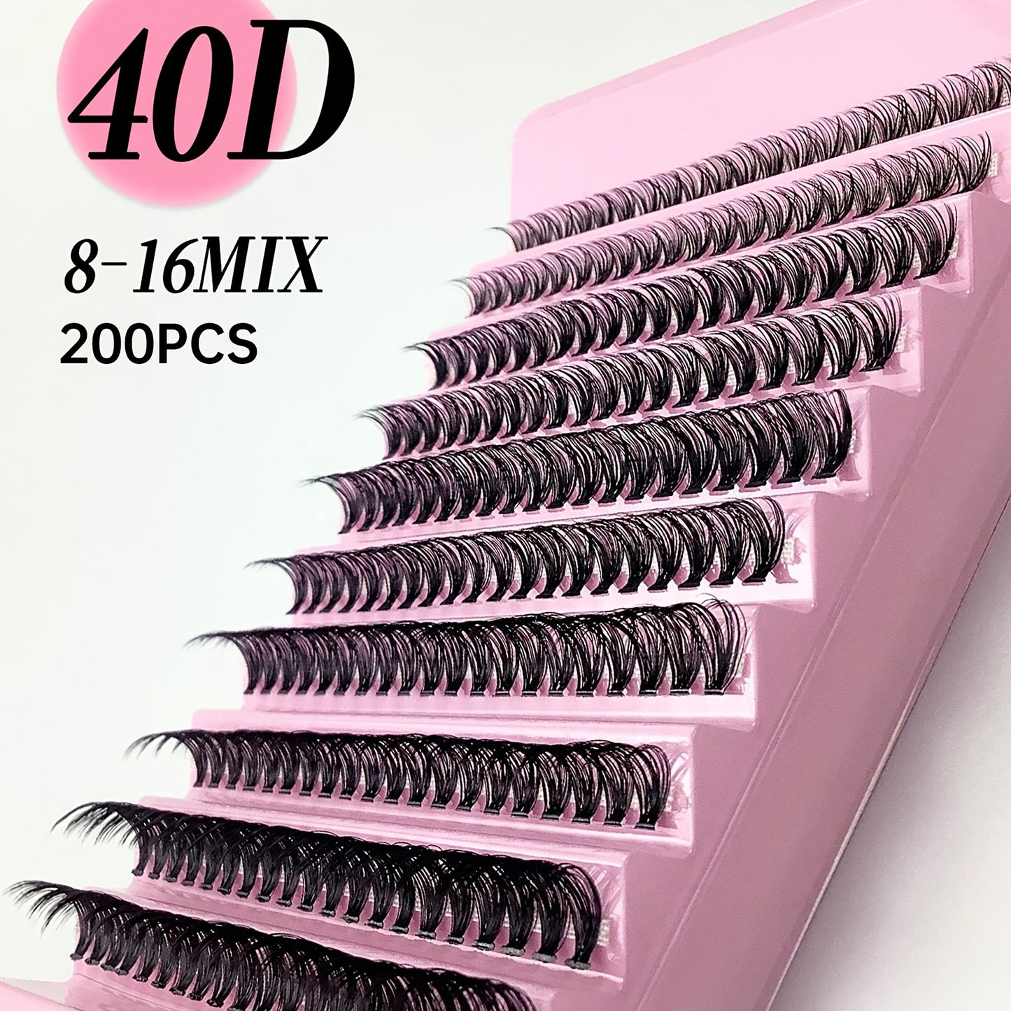 Kit d'extensions de cils 200 pièces | Comprend 120 cils naturels confort de 8 à 16 mm, épaisseur 0,07 mm, courbure C/D, longueur 10 à 18 mm, styles poupée et yeux, réutilisables pour débutantes