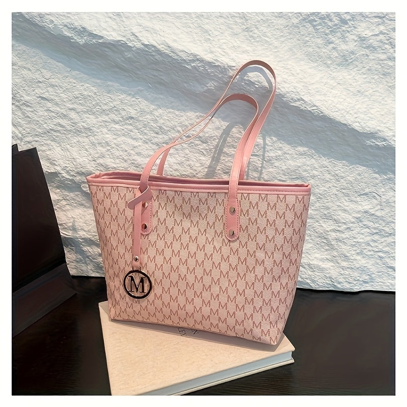 Sac Cabas et Bandoulière Femme Fait Main – Grande Capacité, Élégant, Couleurs : Rose / Marron, Quincaillerie Dorée et Fermeture Éclair