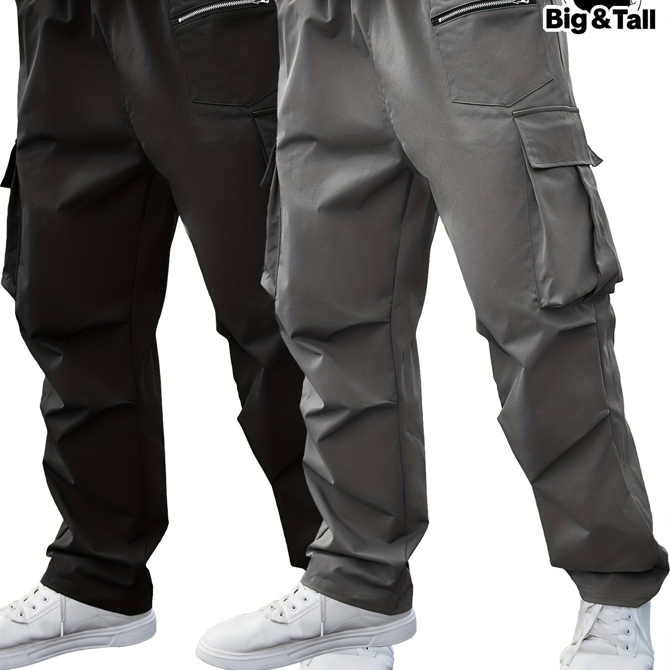Ensemble 2 pantalons cargo grande taille pour homme – robustes, multi-poches utilitaires, tissu non extensible, idéals construction, randonnée et usage quotidien, toutes saisons, entretien facile