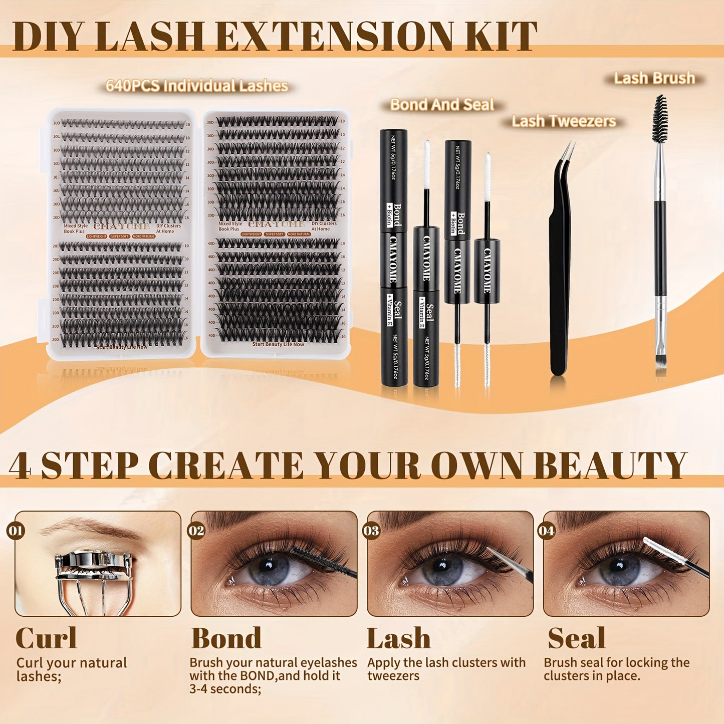 Kit Extensions de Cils — Longueurs Mixtes 10-16 mm, Paquets 10D/20D/30D/40D, Styles Cat Eye, Cosplay, Volume Russe, Naturel, Épais et Dramatique, Inclus Colle et Scellant, Pinces, Débutants, Curl D, Haute Pigmentation