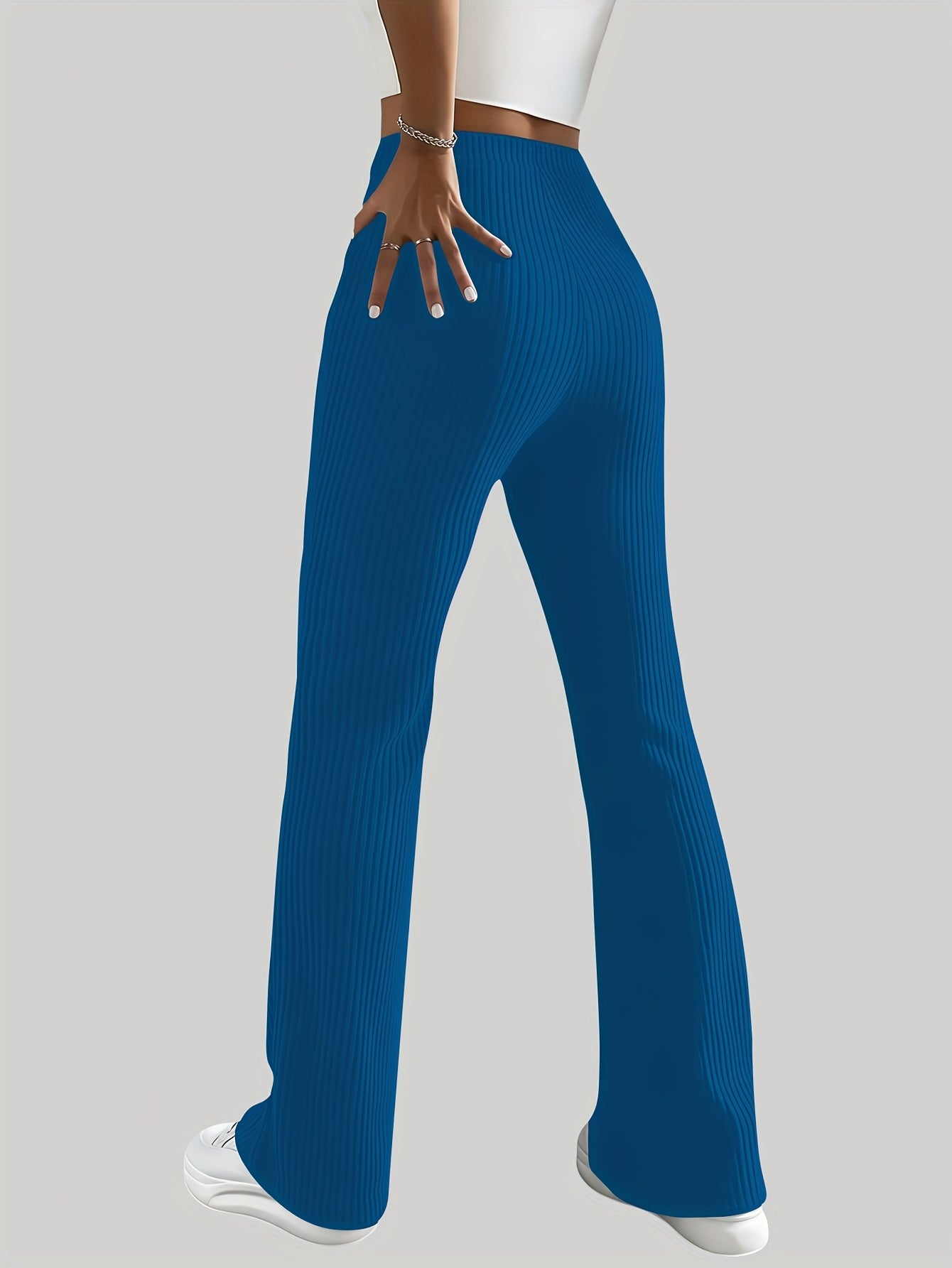 Lot de 3 Pantalons Femme Jambe Large – Taille Élastique avec Ceinture et Ourlets, Couleurs Bleu/Rouge/Noir, Tous Saisons, Bureau et Décontracté