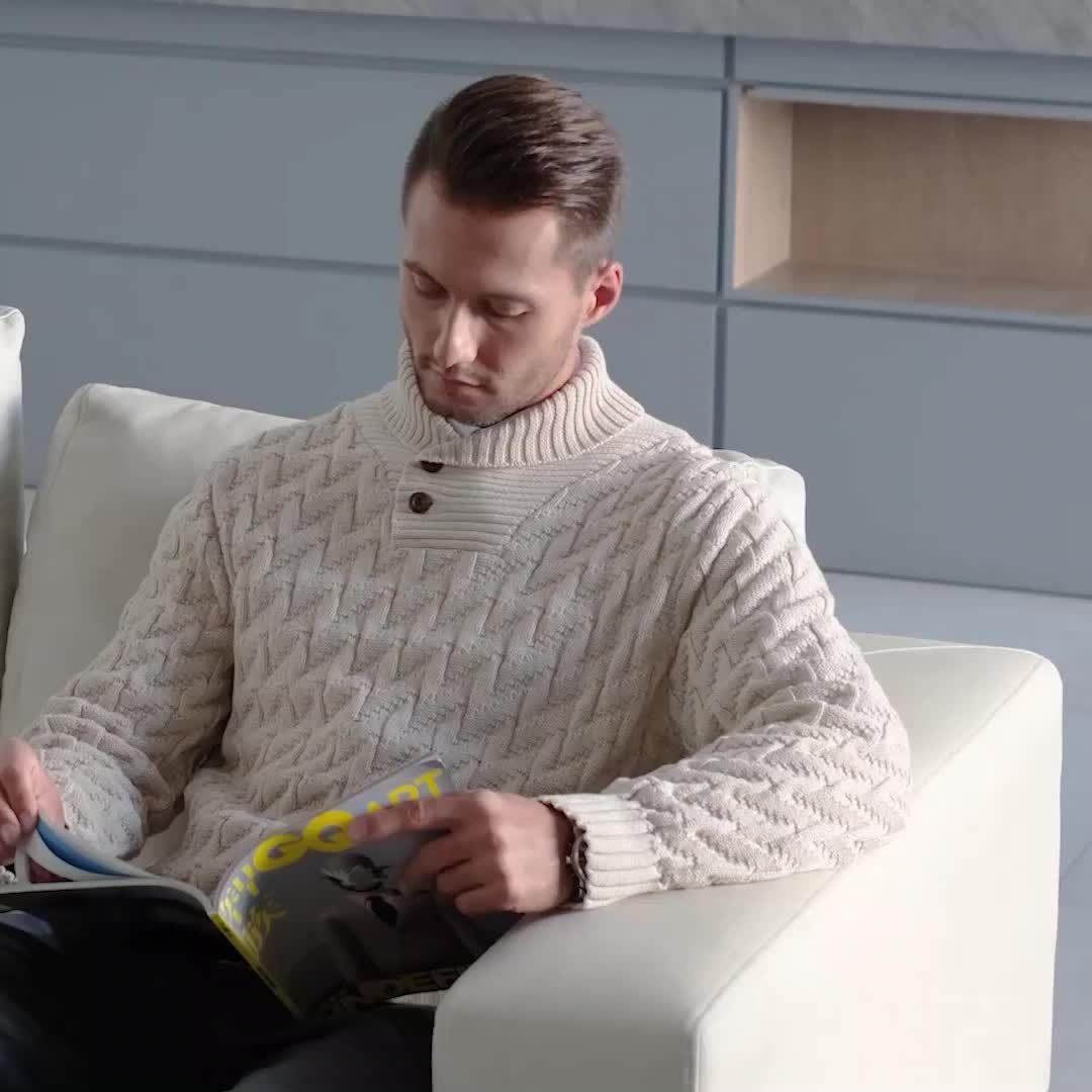 Men'S Stylish Pullover Sweater with a Collar for Commuting in Solid Colors.