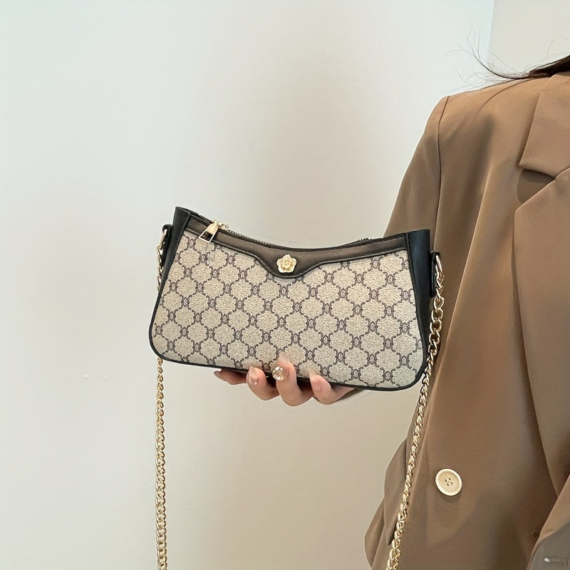 Sac Bandoulière Vintage Européen pour Femme – Sac à Main Rétro Noir avec Finitions Dorées, Bandoulière Détachable et Fermeture Éclair, Léger et Élégant pour Soirées ou Usage Quotidien, Style Luxueux Sans Entretien