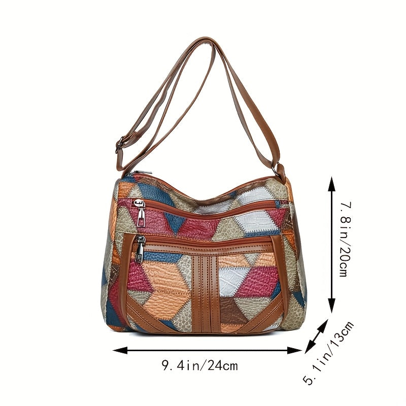 Sac Carré Neutre – Unisexe, Sac Bandoulière Décontracté, Design Bicolore, Sac à Dos/Bandoulière, Style Simple et Tendance, Fermeture Zippée Aléatoire