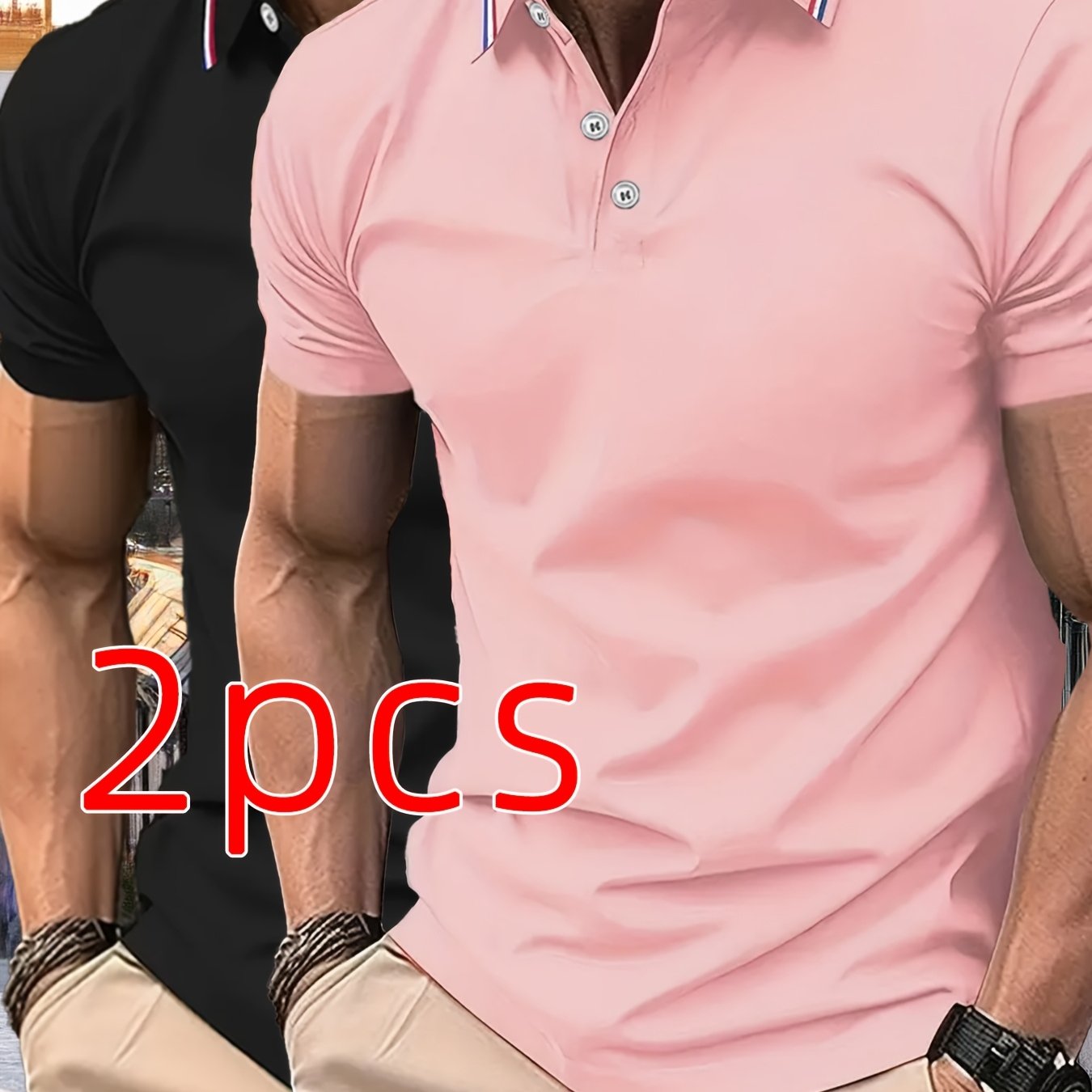 2pcs Men's Summer Shirts, Button- Front Design, Simple Comfortable Casual Turn- Collar Short Sleeve