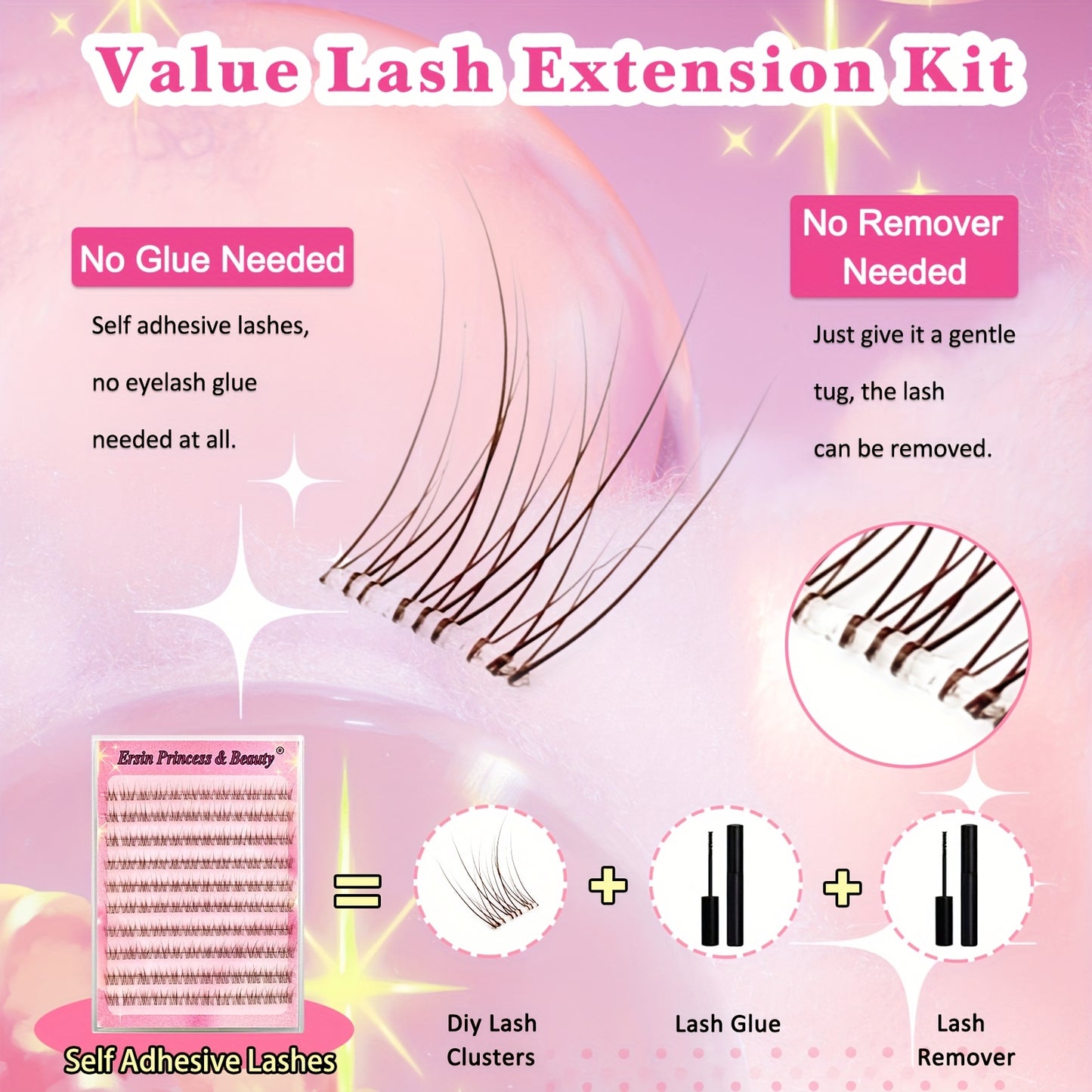 120 pcs Paquets de Cils Auto-Adhésifs — Sans Colle, Couleurs Marron Pré-Mélangées (Clair à Foncé), Volume Naturel et Cils Bouclés, Idéal pour Usage Quotidien, Anime, Cosplay, Voyage, Débutants, Extensions de Cils DIY, Maquillage Anime, Cils Wispy