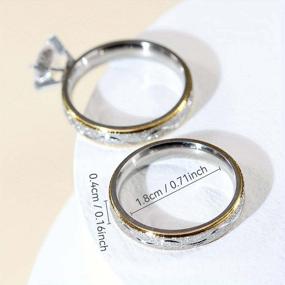 Stylish Golden Pearl Sand Couple Ring for Men and Women