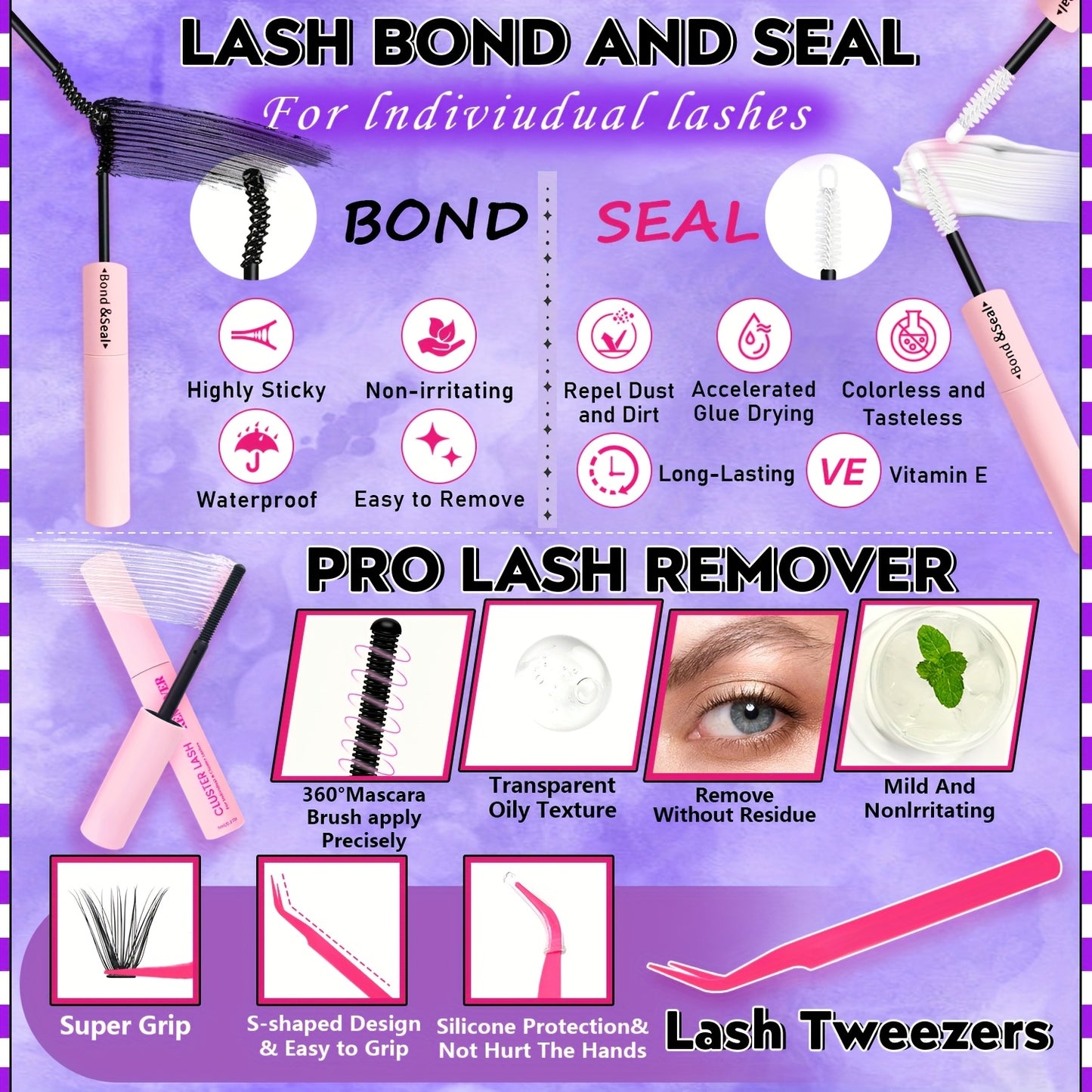 Kit d’Extensions de Cils Fluffy – 800 pcs, Auto-Application, Paquets Épais, Cils Individuels Wispy, D Curl (50D/60D/80D/100D), Réutilisables et Débutant-Friendly