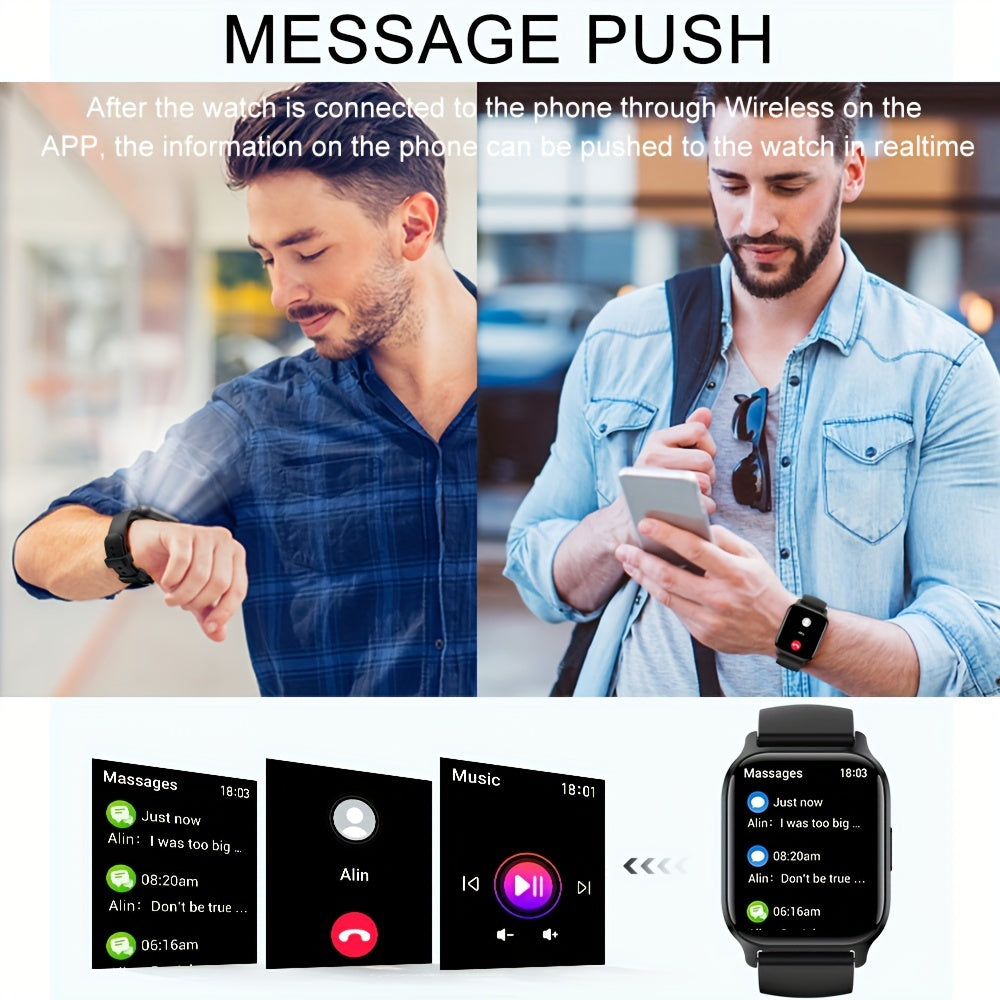 Smart Watch (Make/Answer Call), 4.7cm BT Calling Smartwatch for Women Men, Fitness Tracker Watch for iPhone And Andriod Phones with Lock Screen/ Stopwatch/ Alarm Clock/100+ Sport Modes/ Weather display/DIY Wallpaper, Good Gif