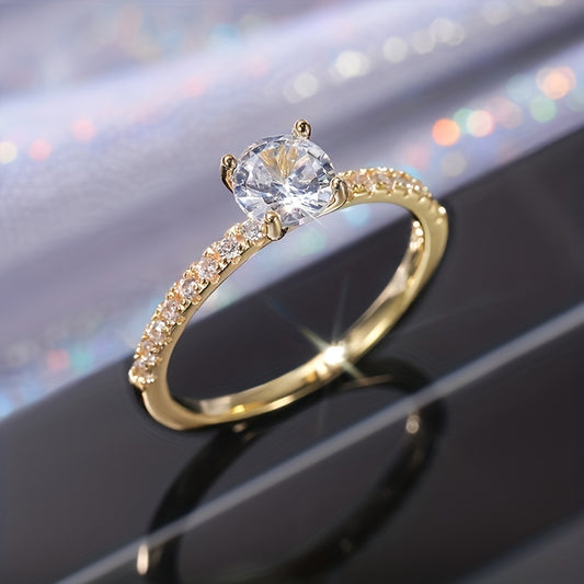 Bague de fiançailles pour femme, design classique et élégant, sertie de zirconia synthétique, bague de mariage de haute qualité, accessoire pour usage quotidien ou soirées, cadeau idéal pour la Saint-Valentin