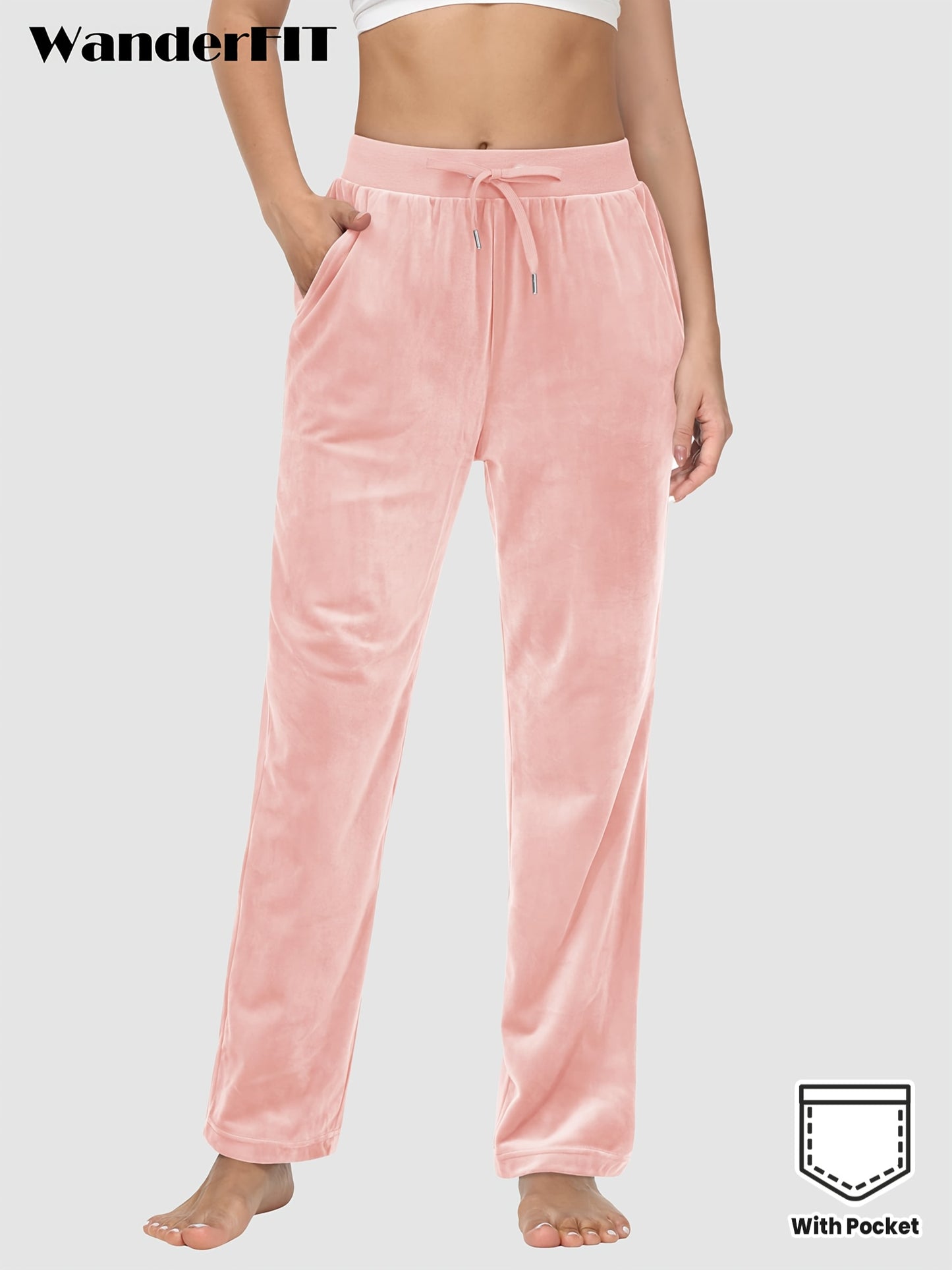 Pantalon Femme en Velours Doux avec Poches – Style Décontracté et Confortable