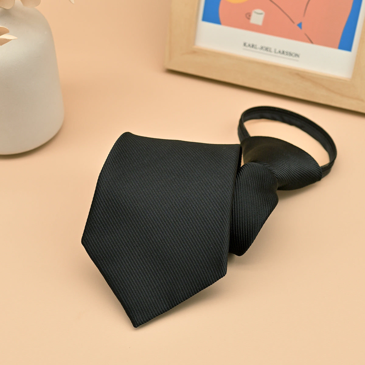 Lot de 3 Cravates Homme Noires à Rayures Diagonales – Polyester Élégant pour Bureau et Mariage