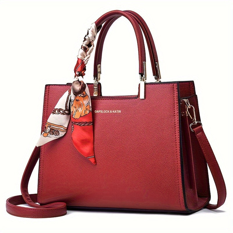 Sac fourre-tout rouge élégant avec accents floraux – grande capacité, bandoulière et crossbody polyvalent pour femmes, parfait cadeau fête des mères ou occasions spéciales, fermeture zippée durable