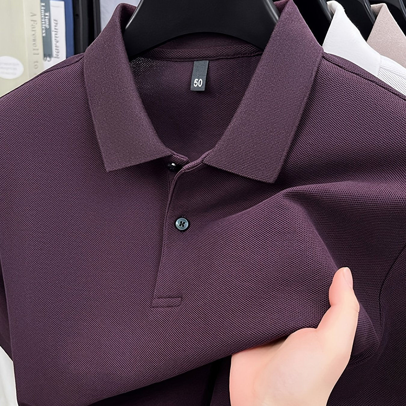 Men'S Business Casual Shirt - Formal & Everyday Office, Golf, Casual Attire - Classic Collar Button-Up Shirt - All-Season Professional T-Shirt for Men - Easy-Care Professional Attire, Golf Apparel, Solid Color Design, Comfort