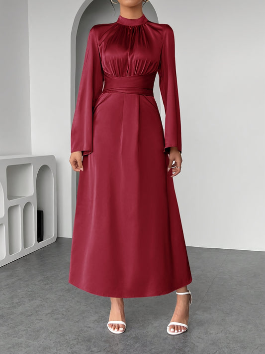 Elegant Arab Dress | Solid Color, Suitable for Spring/Summer/Fall Seasons