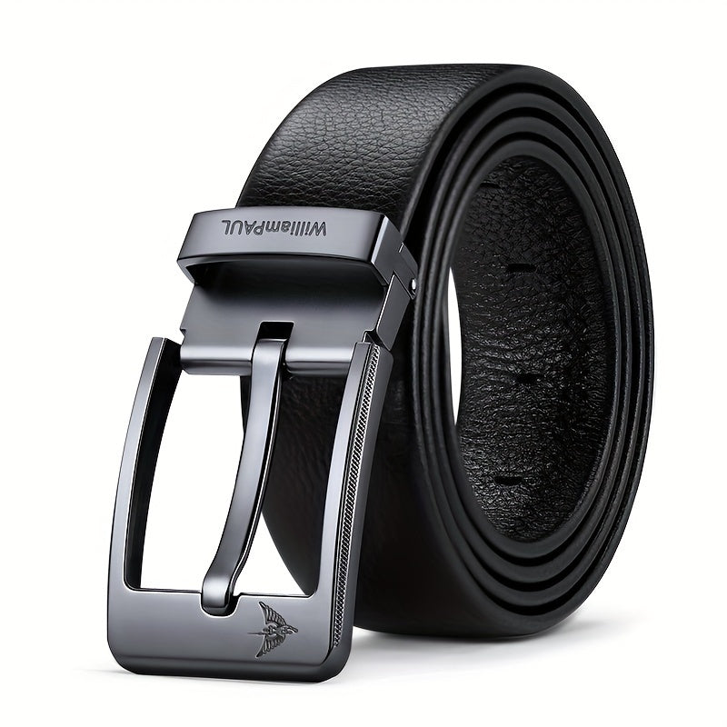 Ceinture Homme en Cuir Véritable – Boucle Carrée Premium, Noir, Style Professionnel et Décontracté, Durable et Élégante, Accessoire Parfait pour Tenue Formelle, Ceinture Minimaliste de Qualité