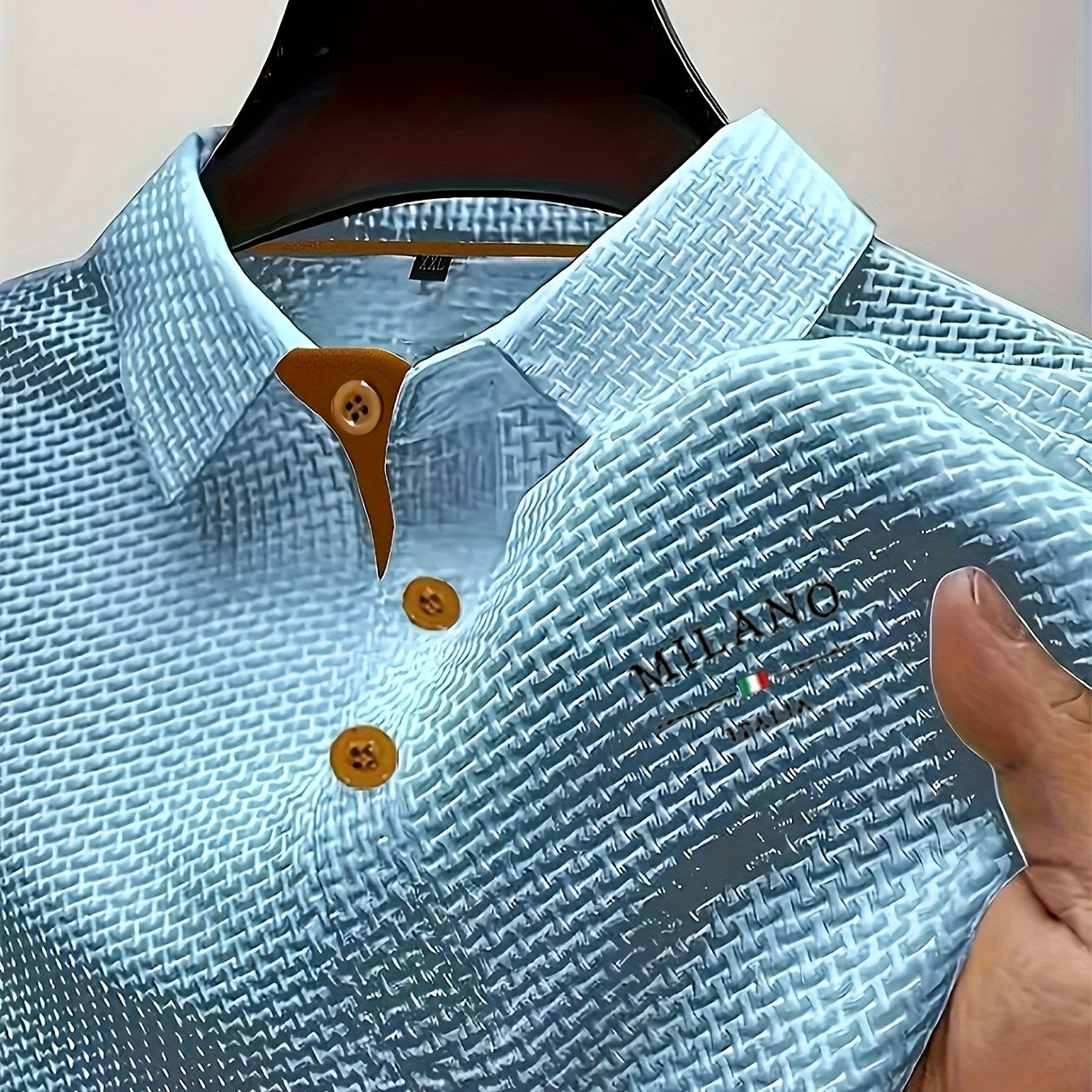 Men'S Light Blue Short Sleeve Button-Up Shirt - Ice Sliky Fiber Fabric, Short Sleeve, Collar, Regular Fit, Casual Summer Wear, Summer Casual Wear | Collar Buttonup Shirt | Stretchable Fabric
