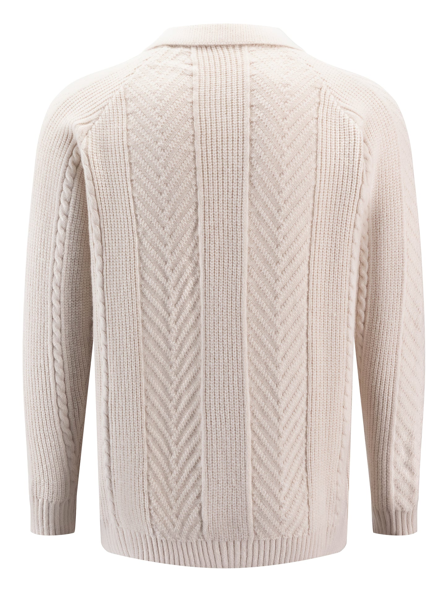 Men's Retro Heavyweight Cable Knit Shirt - Solid Color Regular Fit Long Sleeve Top with Collar & Half-Open Chest Design for Spring/Fall Casual Wear