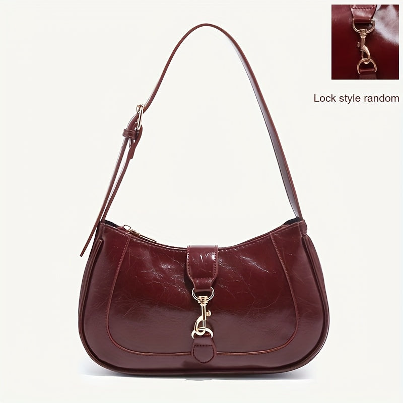 Sac rétro femme imitation cuir – bordeaux en forme de croissant, bandoulière réglable, fermeture à boucle, élégant pour rendez-vous, soirées et sorties, sac convertible polyvalent, cadeau idéal pour mariage, bureau ou usage quotidien