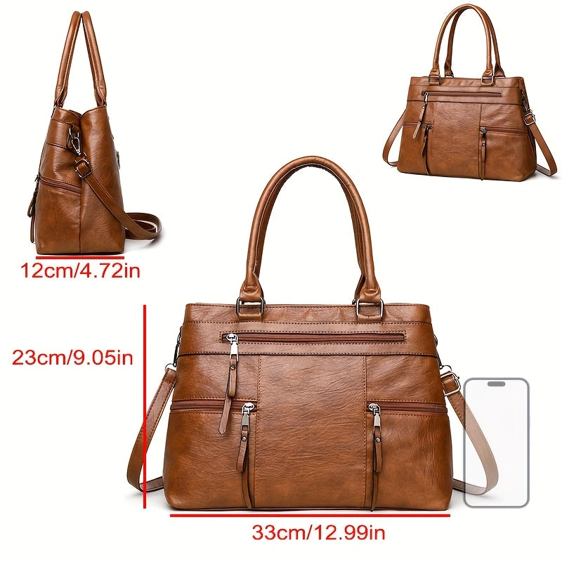 Sac professionnel pour femmes – convertible bandoulière/sac à main, fermeture zippée, intérieur spacieux, bandoulière amovible, idéal pour travail, voyage et usage quotidien, disponible en brun café/noir