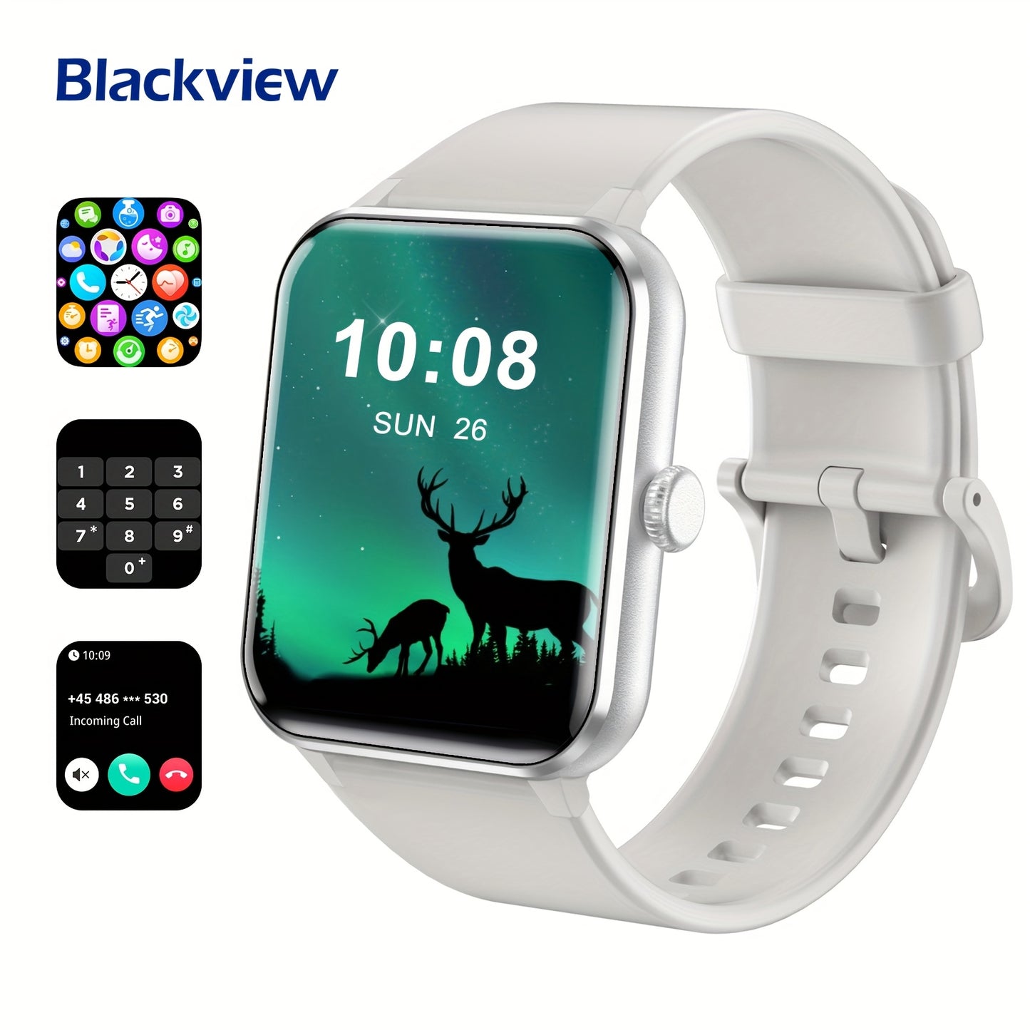 Montre Connectée Homme – Écran 4,7 cm, Appels (Répondre/Appeler), Tracker Fitness, 100+ Modes Sport, Suivi en Temps Réel, Podomètre – Compatible iPhone et Android, Cadeau Idéal